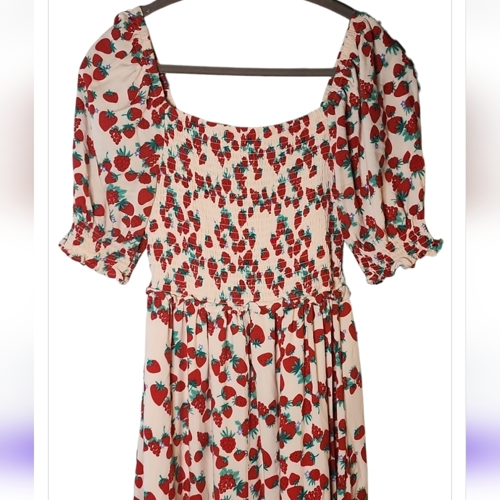 Betsey Johnson Strawberry Field Prairie Lined Maxi Dress Women Small Cottagecore - Picture 4 of 12
